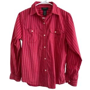 Lauren Ralph Lauren Red Pattern Button Shirt Women's Small 100% Cotton